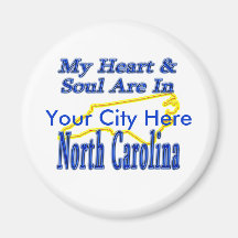 My Heart & Soul Are In North Carolina Fridge Magnets