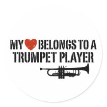 My Heart Trumpet Player Round Stickers