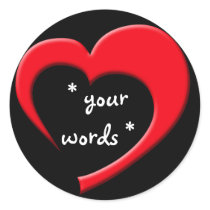 My Heart, Your Words Sticker (red on black) stickers