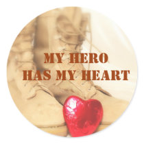 my hero has my heart stickers