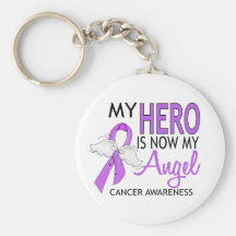 My Hero Is My Angel Cancer Keychain