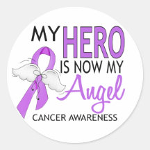 My Hero Is My Angel Cancer Round Stickers