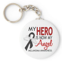 My Hero Is My Angel Melanoma Keychain