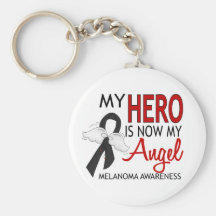 My Hero Is My Angel Melanoma Keychain