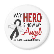 My Hero Is My Angel Melanoma Magnets