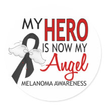 My Hero Is My Angel Melanoma Stickers