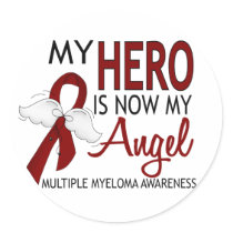 My Hero Is My Angel Multiple Myeloma Round Sticker
