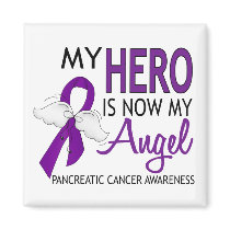 My Hero Is My Angel Pancreatic Cancer Refrigerator Magnet