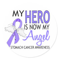 My Hero Is My Angel Stomach Cancer Round Stickers