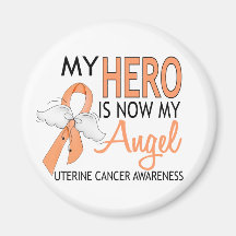 My Hero Is My Angel Uterine Cancer Fridge Magnet