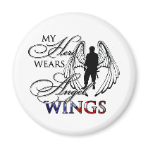 My Hero Wears Angel Wings Refrigerator Magnets