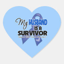 My Husband  is a Survivor - Colon Cancer Heart Stickers