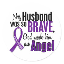 My Husband Is An Angel Pancreatic Cancer Round Stickers
