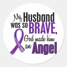 My Husband Is An Angel Pancreatic Cancer Round Stickers