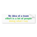 My Idea of a Team Effort... Bumper Sticker