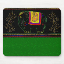 My Indian Elephant - Emerald Mouse Pads