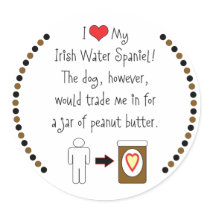 My Irish Water Spaniel Loves Peanut Butter stickers