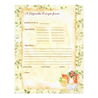 My Keepsake Recipes Pages Letterhead Design