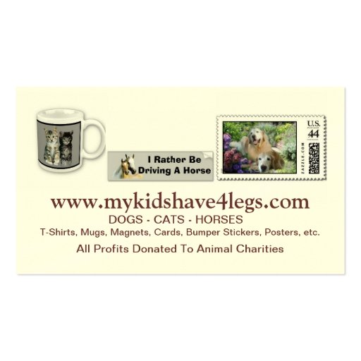 My Kids Have 4 Legs Business Card 2012 (back side)