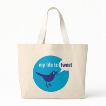 My Life is Tweet Large Tote Bag by kjdstl My Life is Tweet Large Tote Bag