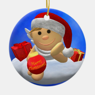My Little Angel: Merry Christmas Double-Sided Ceramic Round Christmas Ornament - my_little_angel_merry_christmas_double_sided_ceramic_round_christmas_ornament-r593cd4a002b3409ab7776a37bf08b744_x7s2y_8byvr_324