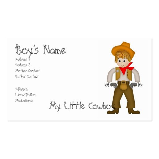 My Little Cowboy Mommy Cards Business Card