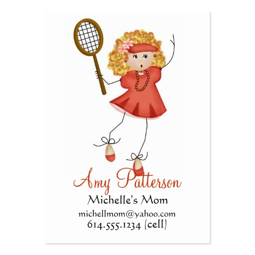 My Little Future Tennis Player Mommy Cards Business Card Template (front side)