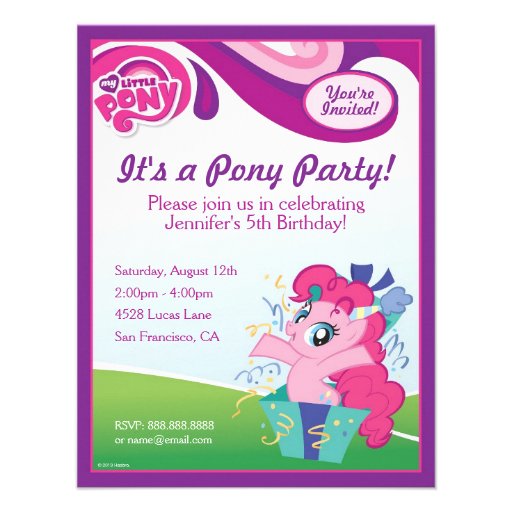 My Little Pony Pinkie Pie Birthday Party Personalized Invite