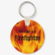 My man is a firefighter - Button keychains by TheSleepyBride My man is a firefighter - Button keychains