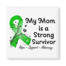 My Mom is a Strong Survivor Green Ribbon Fridge Magnets