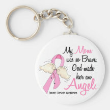 My Mom Is An Angel 2 Breast Cancer Keychain