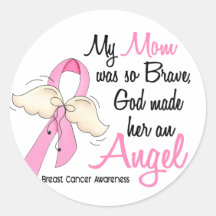 My Mom Is An Angel 2 Breast Cancer Round Sticker