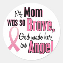 My Mom Is An Angel Breast Cancer Round Stickers