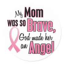 My Mom Is An Angel Breast Cancer Round Stickers