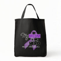 My Mom is My Hero - Purple Ribbon Tote Bags