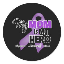 My Mom is My Hero - Purple Ribbon Stickers