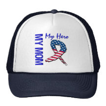 My Mom My Hero Patriotic Grunge Ribbon Mesh Hats