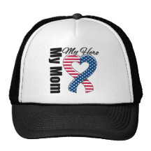 My Mom My Hero Patriotic USA Ribbon Mesh Hat