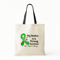 My Mother is a Strong Survivor Green Ribbon Canvas Bags
