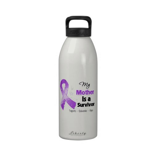 My Mother is a Survivor Purple Ribbon Reusable Water Bottle