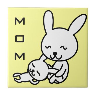 My mother, my friend happy cartoon bunny rabbits tile