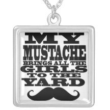My mustache brings all the girls personalized necklace