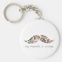 my mustache is vintage keychain