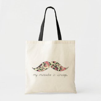 my mustache is vintage tote bag