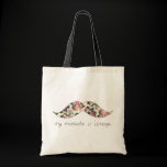 my mustache is vintage tote bag