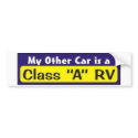 My Other Car is a Class "A" RV bumper stickers by PinkRV My Other Car is a Class "A" RV bumper stickers
