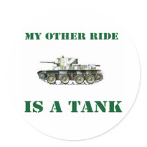 My Other Ride Is A Tank 9 Round Stickers