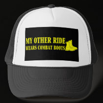 My Other Ride Wears Combat Boots (Yellow Text) hats