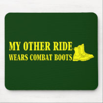 My Other Ride Wears Combat Boots (Yellow Text) mousepads