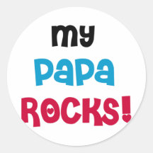 My Papa Rocks T-shirts and Gifts Round Stickers